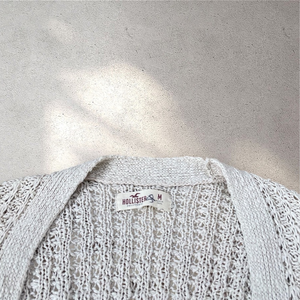 Vintage Hollister Cream Crochet Knit Cardigan - Picture 6 of 8